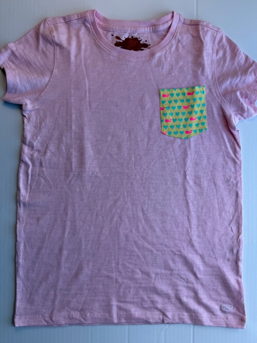 Vineyard Vines Girls Pink Pocket Tee Size 14 New w/ Flaws